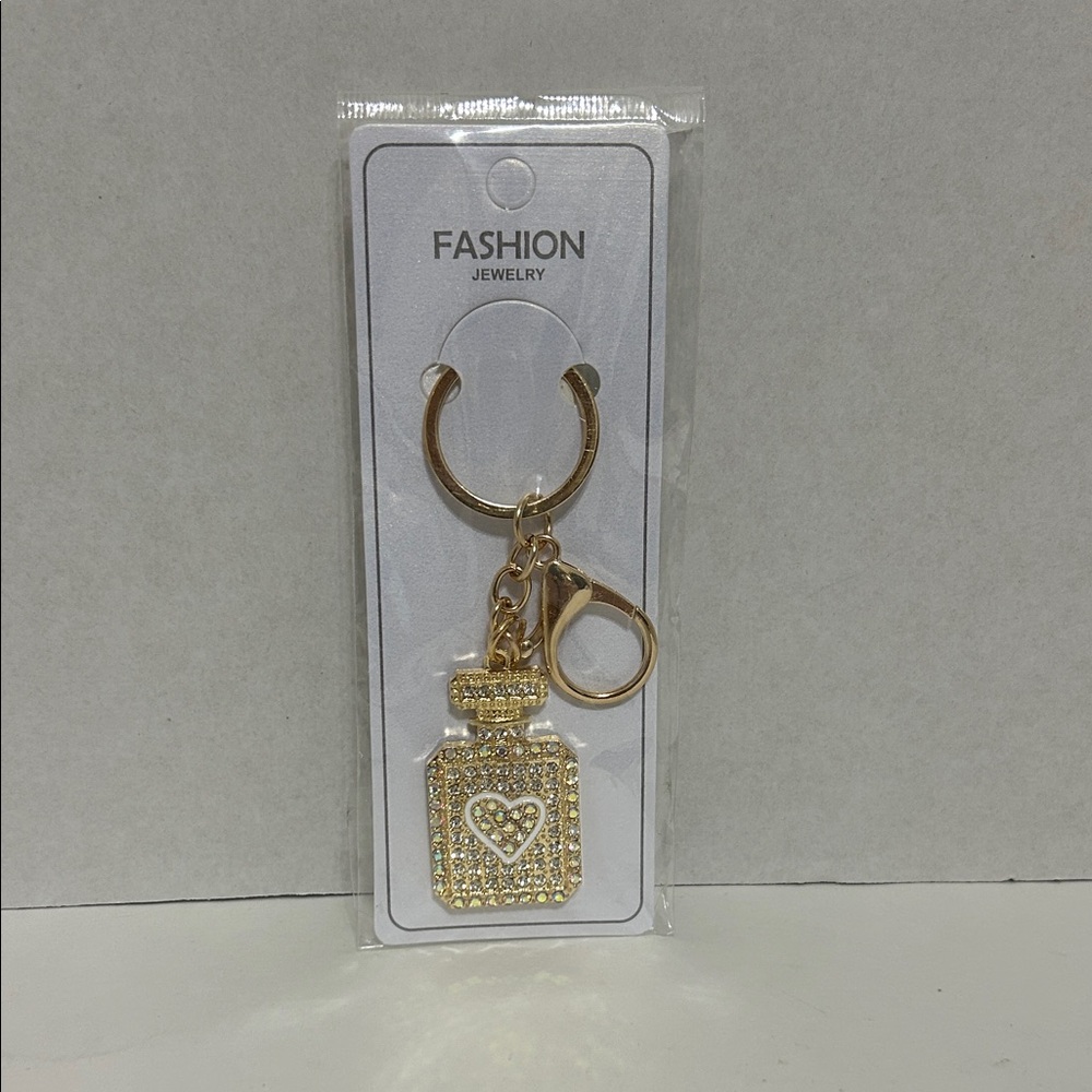 Fashion Jewelry Gold Perfume Bottle Keychain